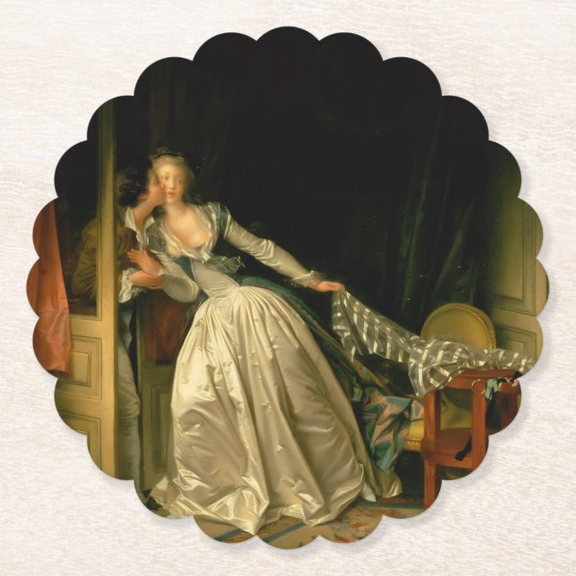 The Stolen Kiss Fragonard Paper Coaster (Front)