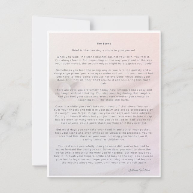 The Stone full-sized card for grief or loss (Front)