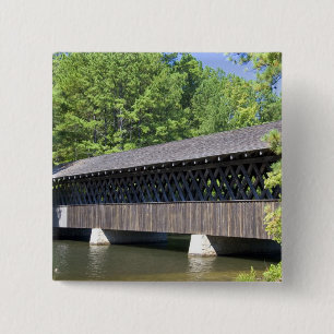 The Stone Mountain Covered Bridge at Stone 15 Cm Square Badge