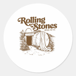 The Stone Was Rolled Away He Alive Retro Christian Classic Round Sticker