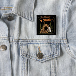 The Stone Was Rolled Away He Is Alive Easter 15 Cm Square Badge