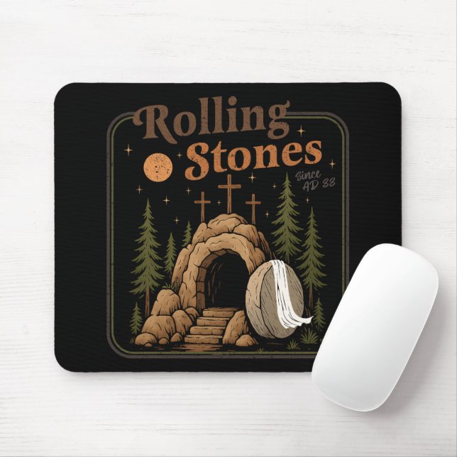 The Stone Was Rolled Away He Is Alive Easter Mouse Mat (With Mouse)