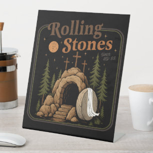 The Stone Was Rolled Away He Is Alive Easter Pedestal Sign