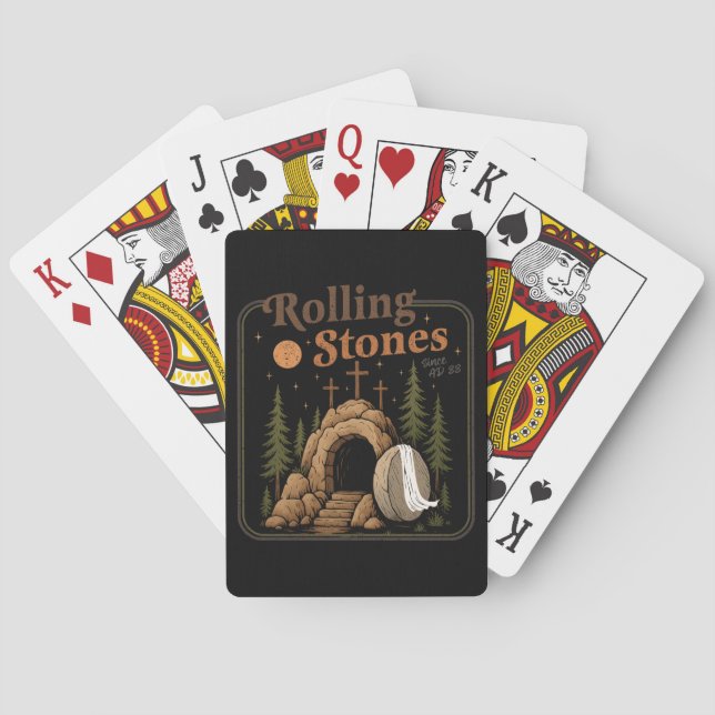 The Stone Was Rolled Away He Is Alive Easter Playing Cards (Back)