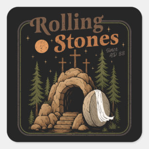 The Stone Was Rolled Away He Is Alive Easter Square Sticker