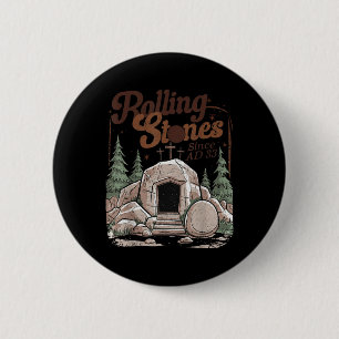 The Stone Was Rolled Away He Is Alive Retro Christ 6 Cm Round Badge