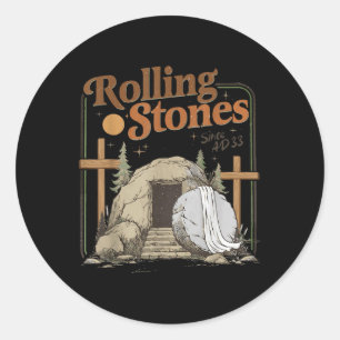 The Stone Was Rolled Away He Is Alive Retro Christ Classic Round Sticker