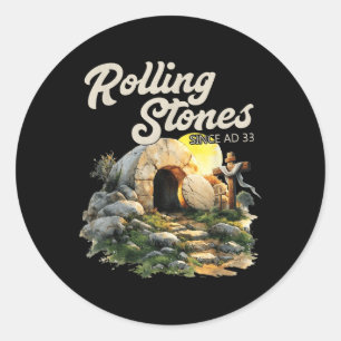 The Stone Was Rolled Away He Is Alive Retro Christ Classic Round Sticker