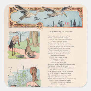 The Stork and the Fox from the Fables Square Sticker