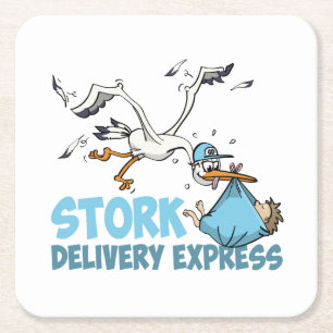 The stork bezorg express square paper coaster