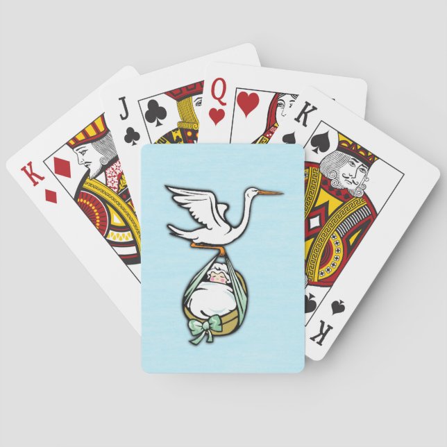 The Stork Carries a Baby Boy Playing Cards (Back)