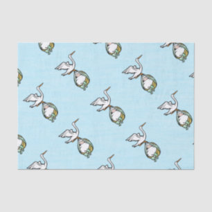 The Stork Carries a Baby Boy Tissue Paper