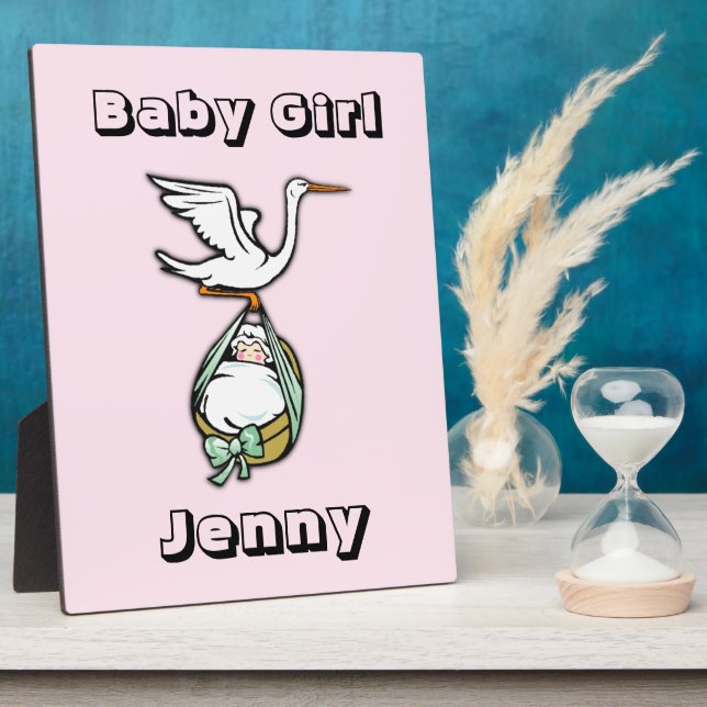 The Stork Carries a Baby Girl Plaque (Side)