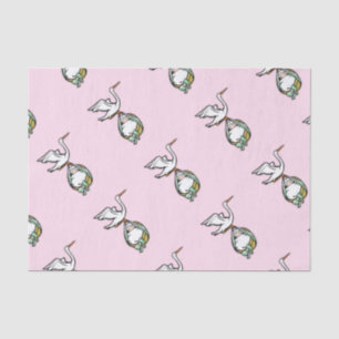 The Stork Carries a Baby Girl Tissue Paper