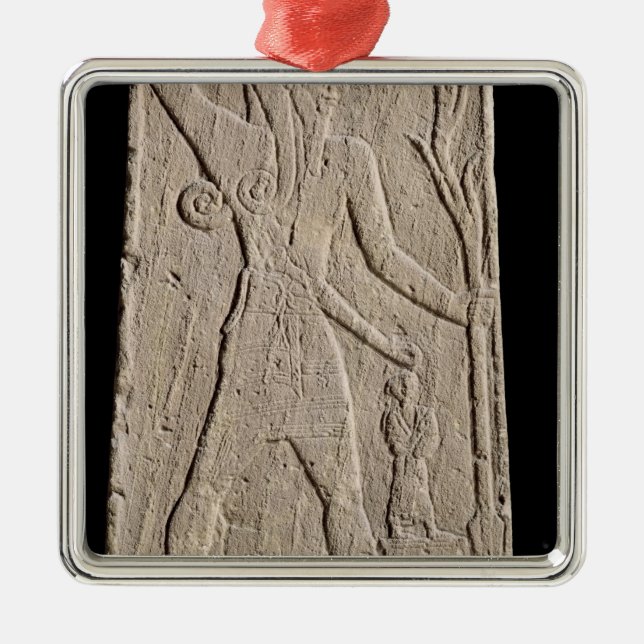 The storm-god Baal with a thunderbolt Metal Tree Decoration (Front)
