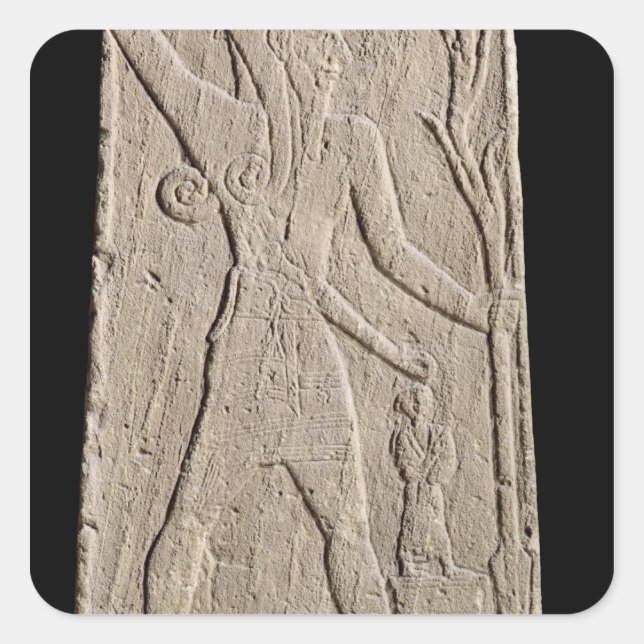 The storm-god Baal with a thunderbolt Square Sticker (Front)