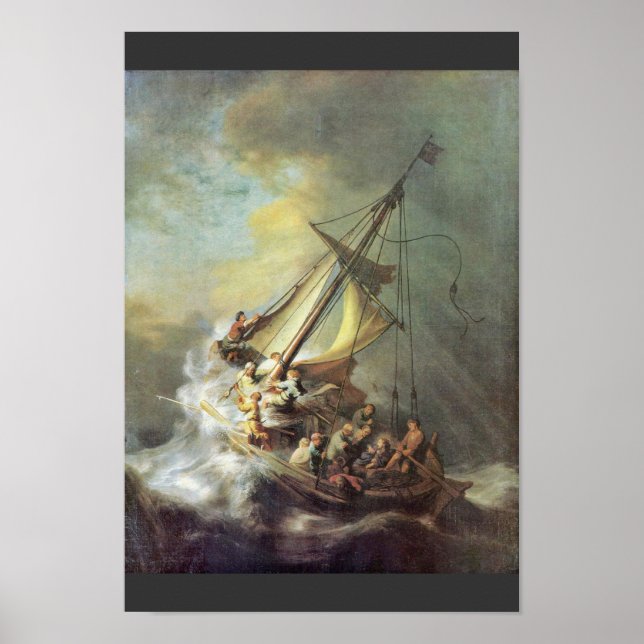The Storm On The Sea Of Galilee. By Rembrandt Van Poster (Front)