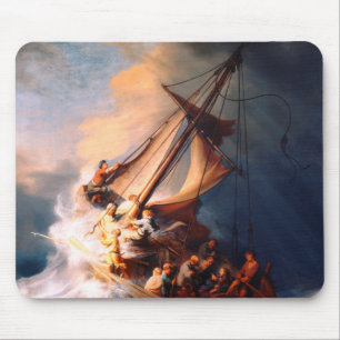 The Storm On The Sea Of Galilee Painting Rembrandt Mouse Mat
