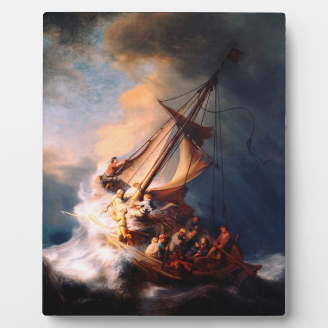 The Storm On The Sea Of Galilee Painting Rembrandt Plaque (Front)