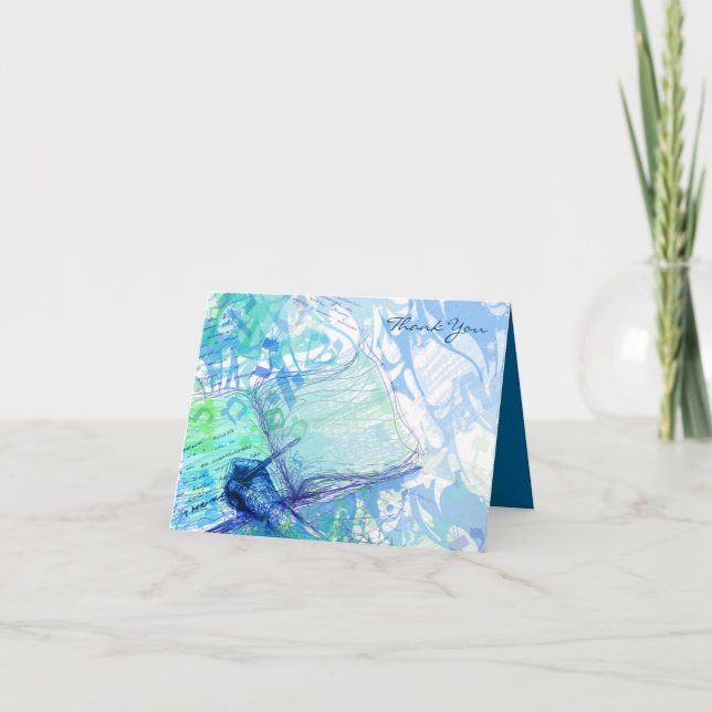 THE STORY WRITER Bar Bat Mitzvah Thank You Card (Front)