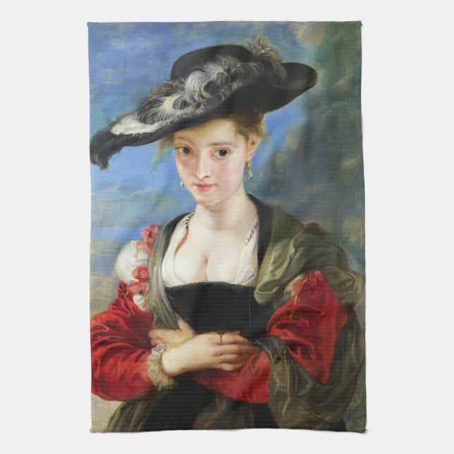 The Straw Hat Peter Paul Rubens masterpiece Tea Towel (Vertical)
