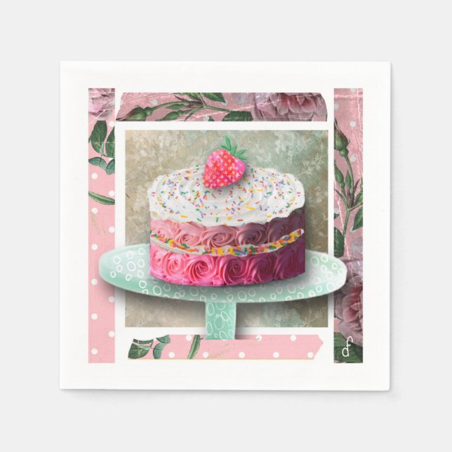 The Strawberry Rose Confection Napkin (Front)