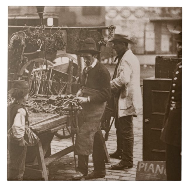 The Street Locksmith, from 'Street Life in London' Tile (Front)