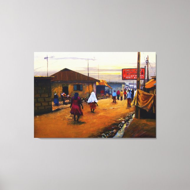 The Street Of Africa 2 Oil On Canvas by Mojisola A (Front)