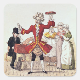 The Street Singer, engraved by Alois Senefelder Square Sticker