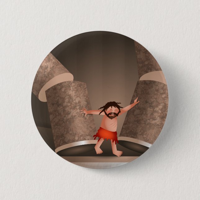 The Strength of Samson Cartoon Bible Story 6 Cm Round Badge (Front)