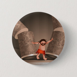 The Strength of Samson Cartoon Bible Story 6 Cm Round Badge