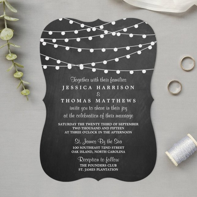 The String Lights On Chalkboard Wedding Collection Invitation (Creator Uploaded)
