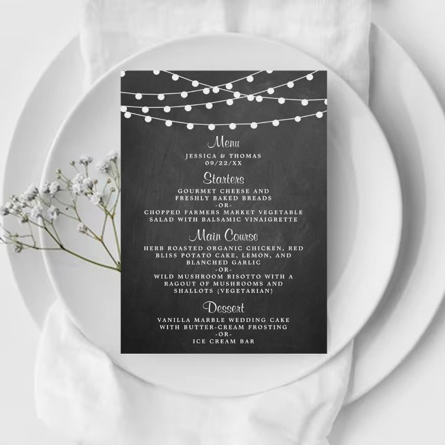 The String Lights On Chalkboard Wedding Collection Menu (Creator Uploaded)