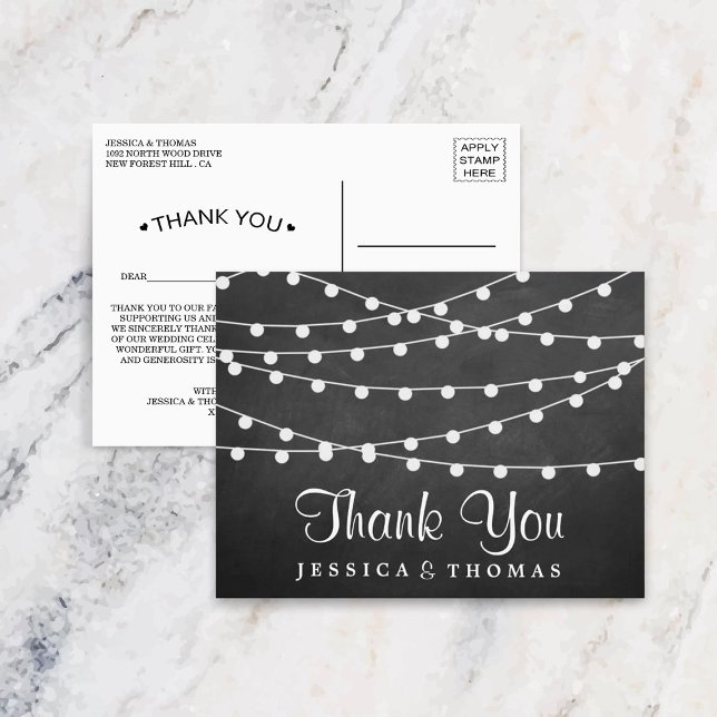 The String Lights On Chalkboard Wedding Collection Postcard (Creator Uploaded)
