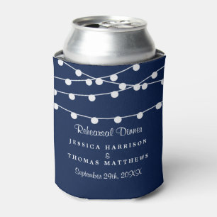 The String Lights On Navy Blue Wedding Collection Can Cooler