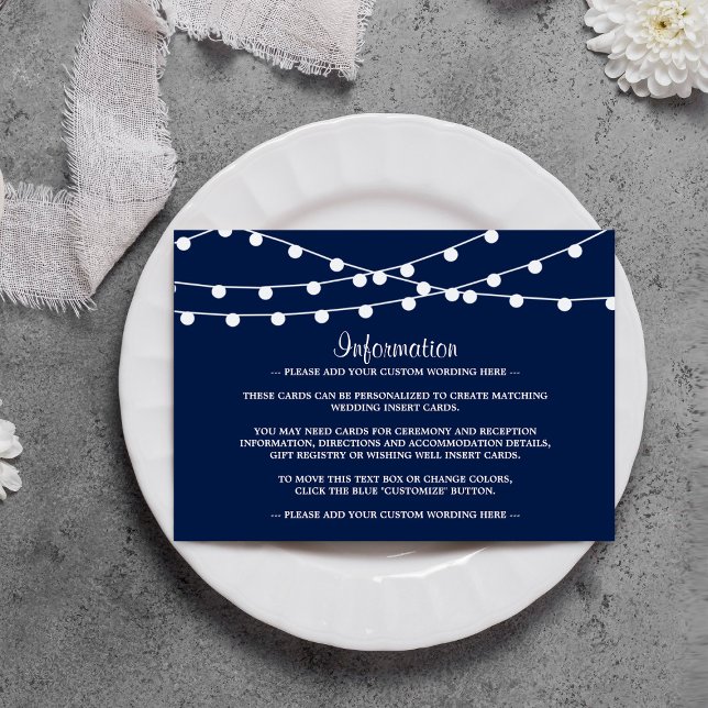 The String Lights On Navy Blue Wedding Collection Enclosure Card (Creator Uploaded)