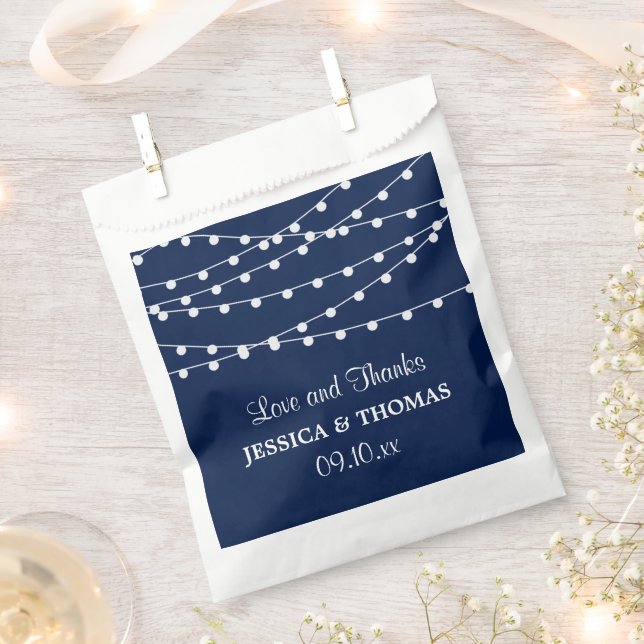 The String Lights On Navy Blue Wedding Collection Favour Bags (Clipped)