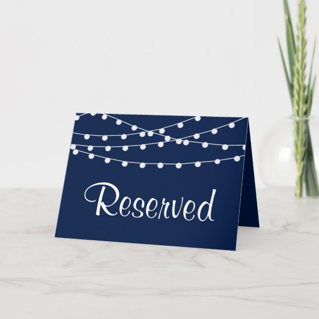 The String Lights On Navy Blue Wedding Collection Note Card (Front)