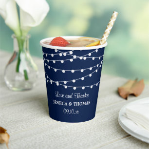 The String Lights On Navy Blue Wedding Collection Paper Cups
