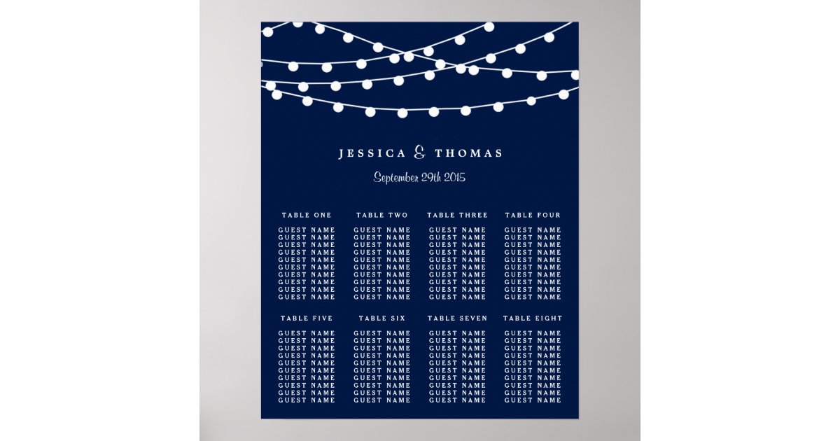 The String Lights On Navy Blue Wedding Collection Poster Zazzle