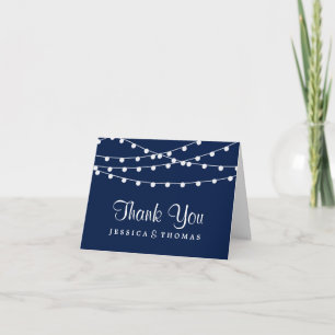 The String Lights On Navy Blue Wedding Collection Thank You Card