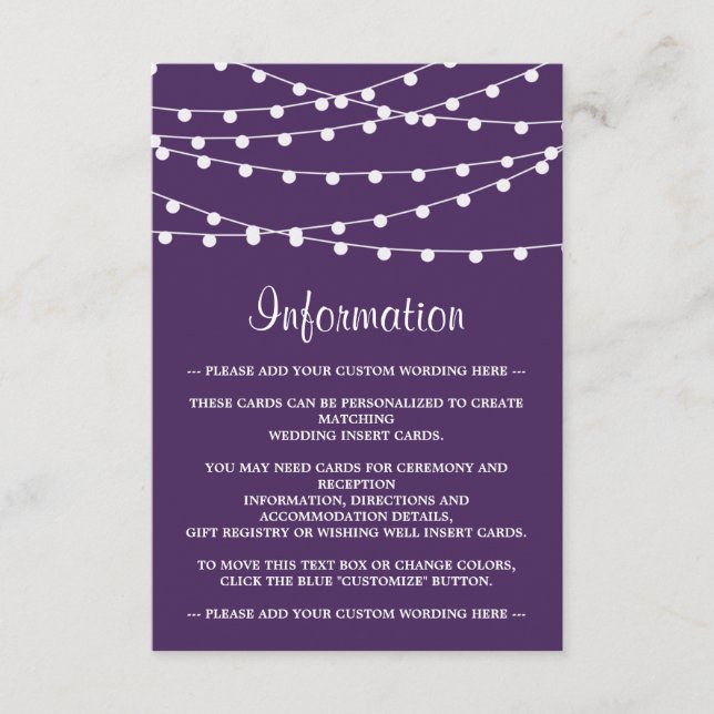 The String Lights On Purple Wedding Collection Enclosure Card (Front)