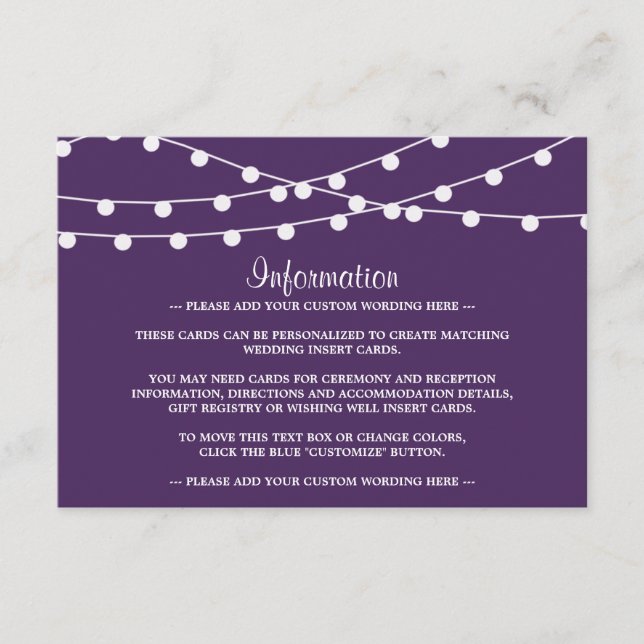 The String Lights On Purple Wedding Collection Enclosure Card (Front)