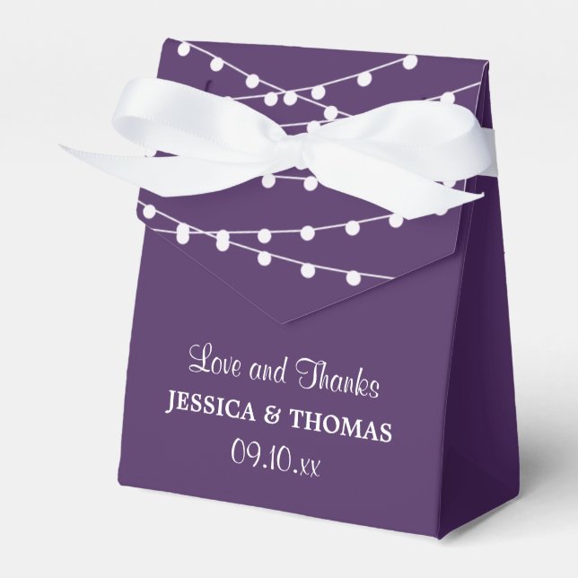The String Lights On Purple Wedding Collection Favour Box (Front Side)