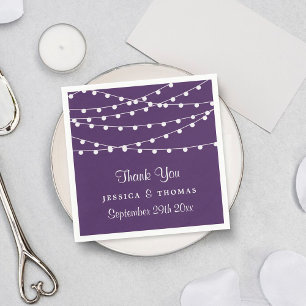 The String Lights On Purple Wedding Collection Napkin