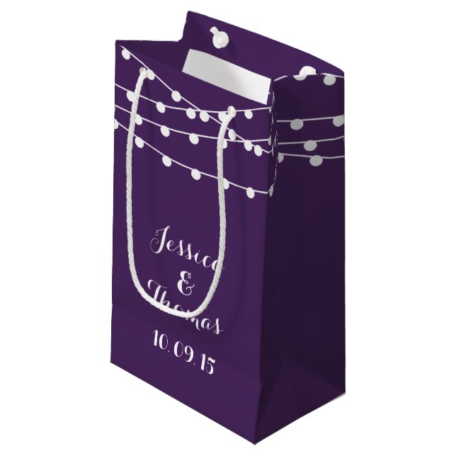 The String Lights On Purple Wedding Collection Small Gift Bag (Front Angled)