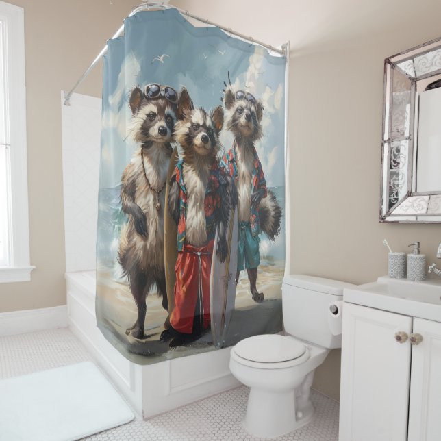The Striped Surfers Soiree  Shower Curtain (In Situ)