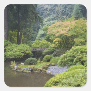 The Strolling Pond with Moon Bridge Square Sticker
