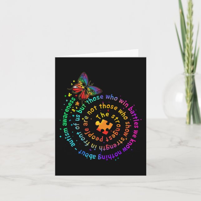 The Strongest People Butterfly Autism Awareness  Card (Front)