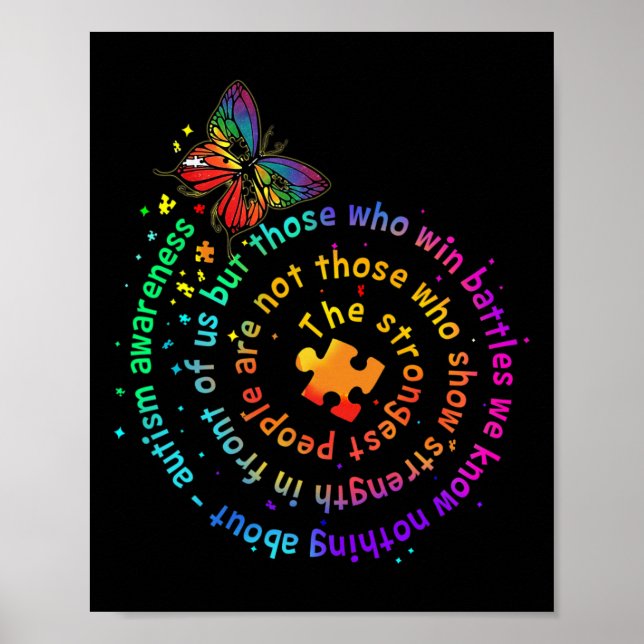 The Strongest People Butterfly Autism Awareness  Poster (Front)